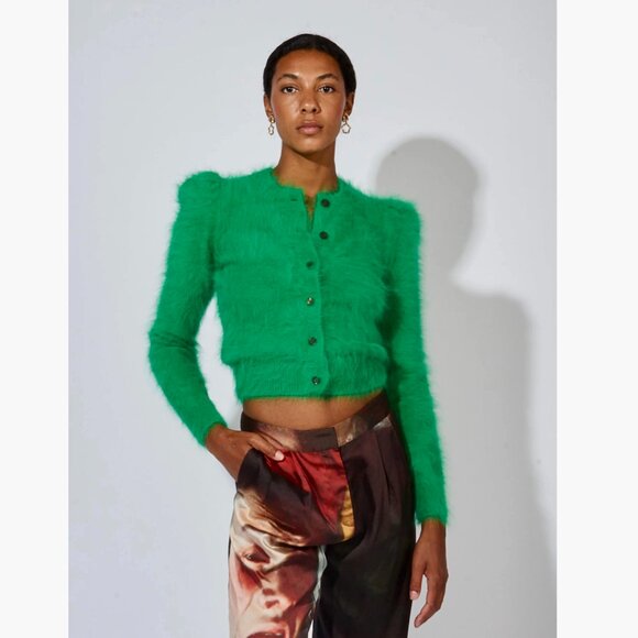 Runway Ulla Johnson  Aisha fuzzy angora-blend knit cardigan Size S/M NEW - Picture 3 of 13